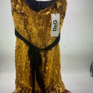 NWT. D &G Gold Sequin Belted Dress